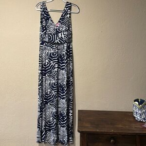 Lilly Pulitzer Navy and White Printed Maxi Dress